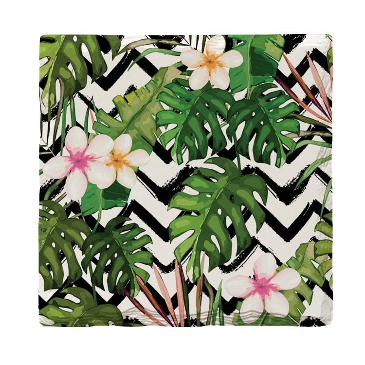 Palms & Hibiscus | Drink Coaster with Cork Backing