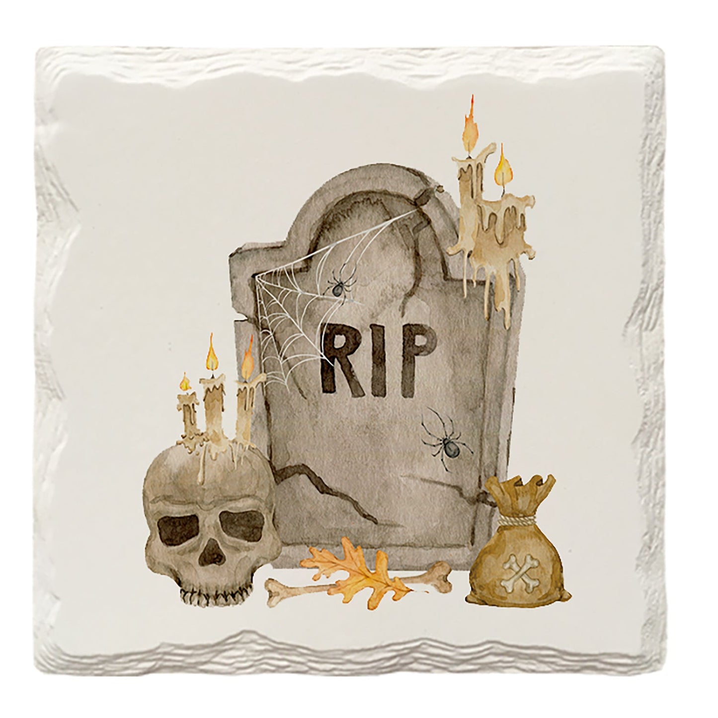 Halloween Watercolor Grave | Drink Coaster