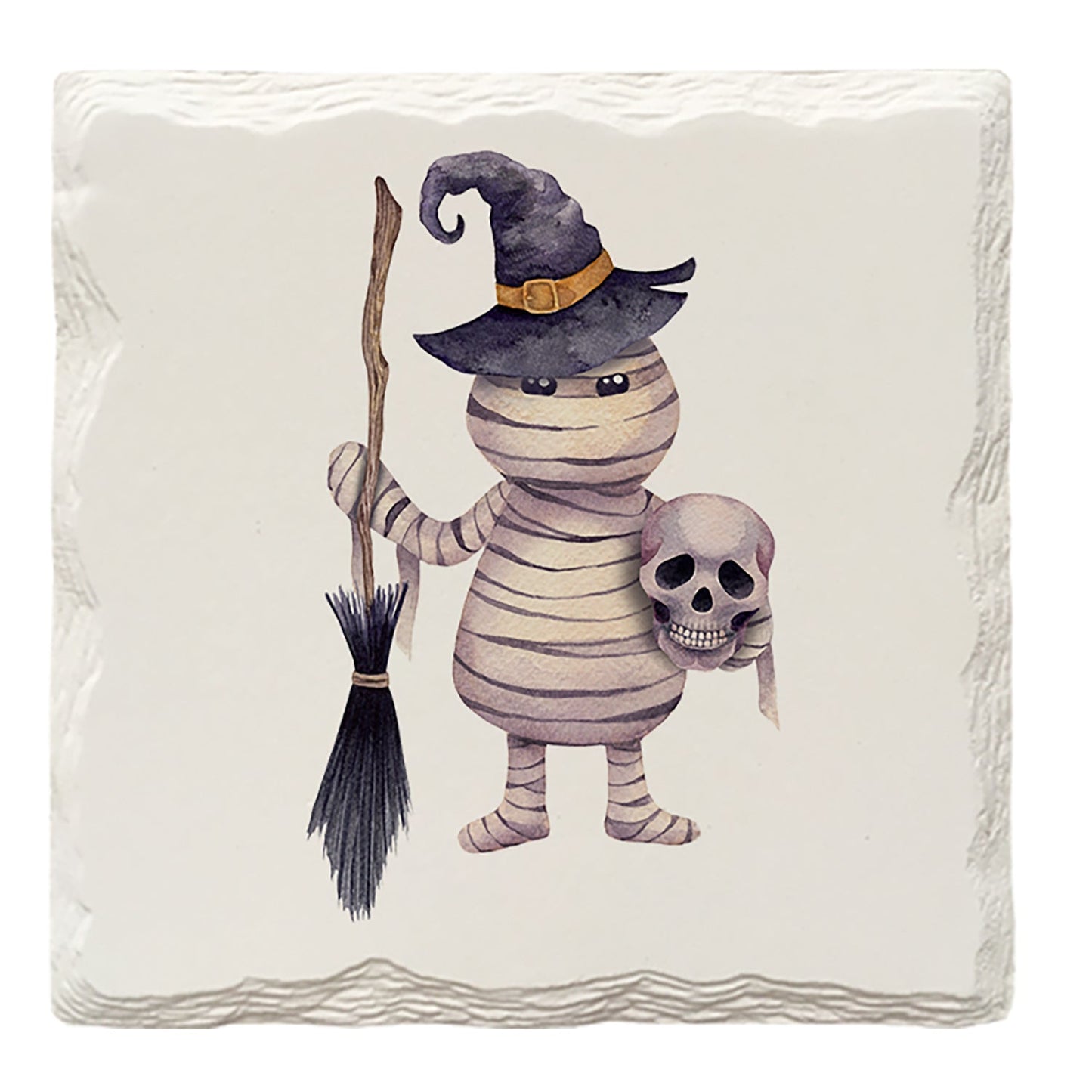 Halloween Watercolor Mummy Witch | Drink Coaster