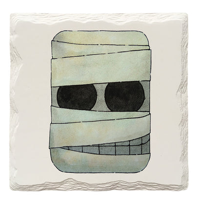 Halloween Watercolor Mummy | Drink Coaster