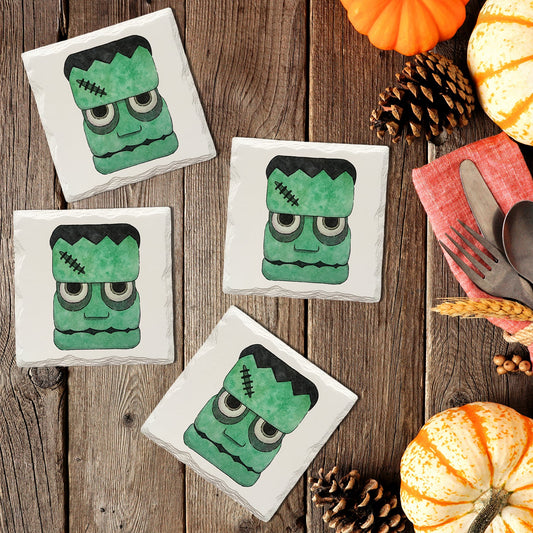 Halloween Watercolor Frankenstein | Drink Coaster