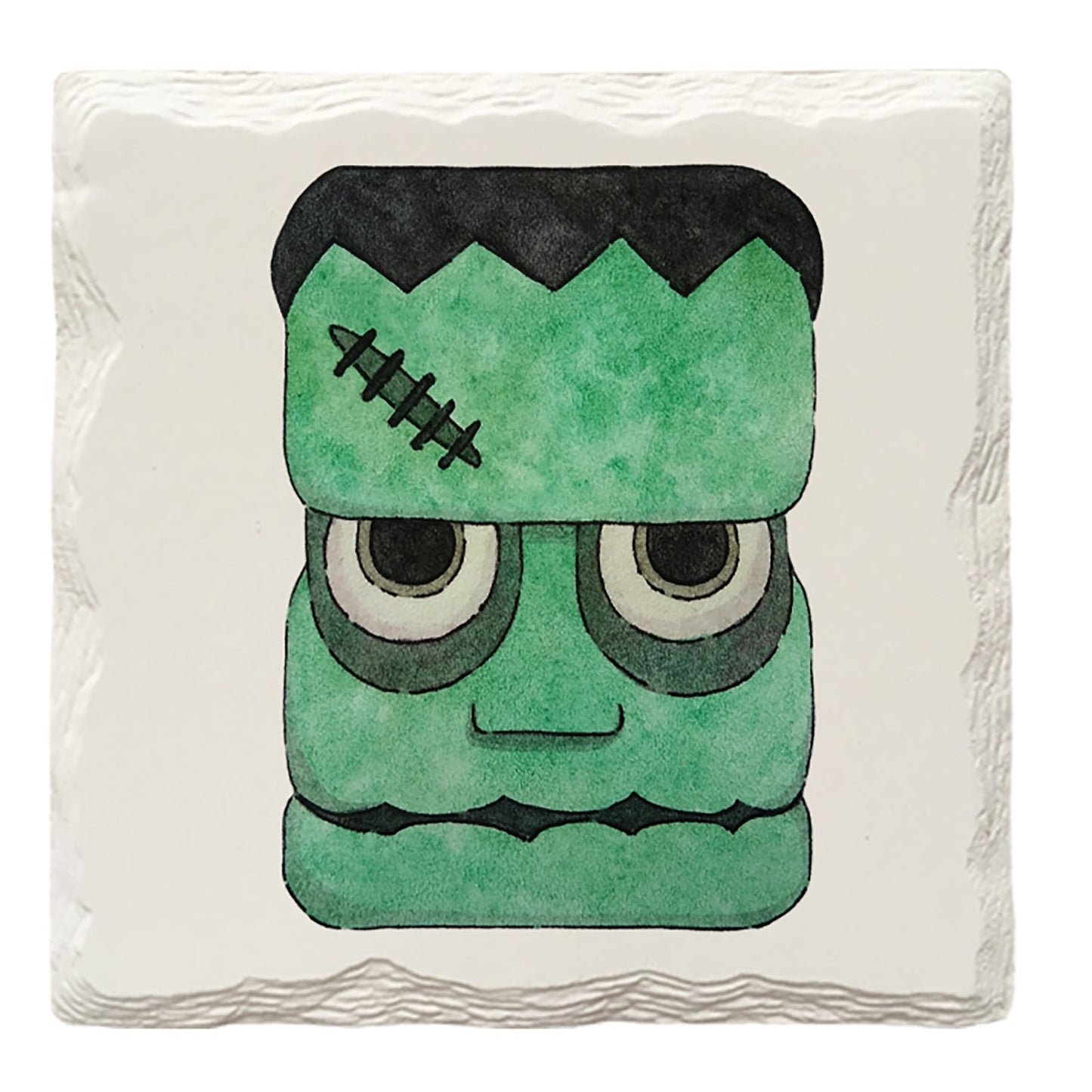 Halloween Watercolor Frankenstein | Drink Coaster