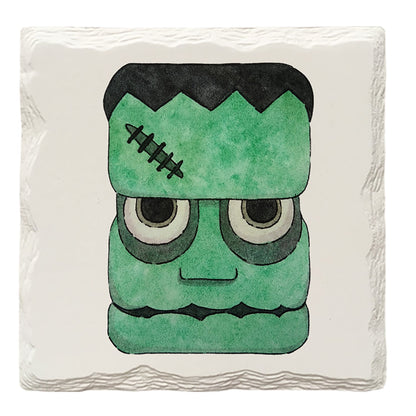 Halloween Watercolor Frankenstein | Drink Coaster