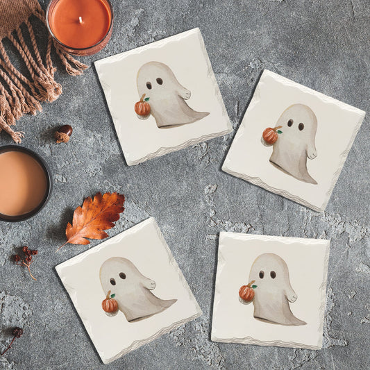 Halloween Watercolor Ghost | Drink Coaster