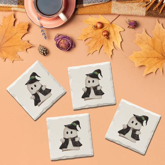 Halloween Watercolor Ghost | Drink Coaster