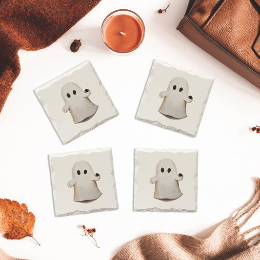 Halloween Watercolor Ghost | Drink Coaster