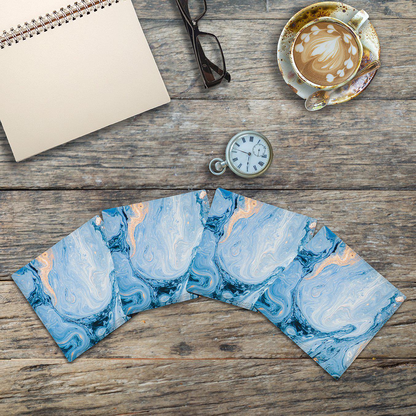 Blue Swirl Marbling |Drink Coaster