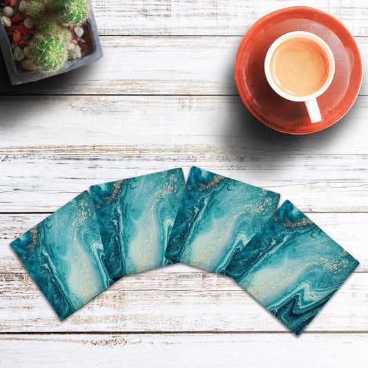 Deep Blue Marbling | Drink Coaster