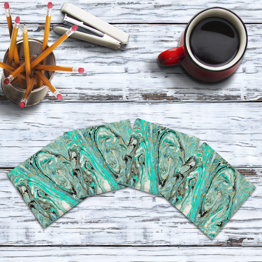 Teal Marbling | Drink Coaster