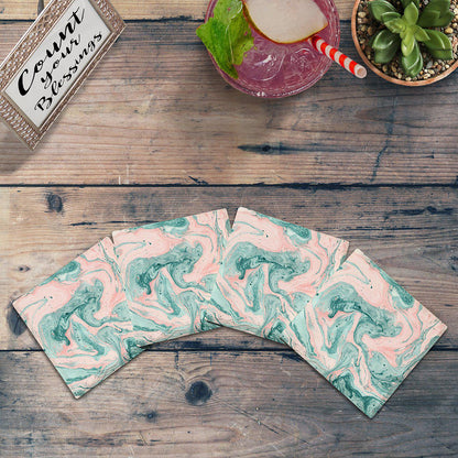 Pinks & Greens Marbling |Drink Coaster