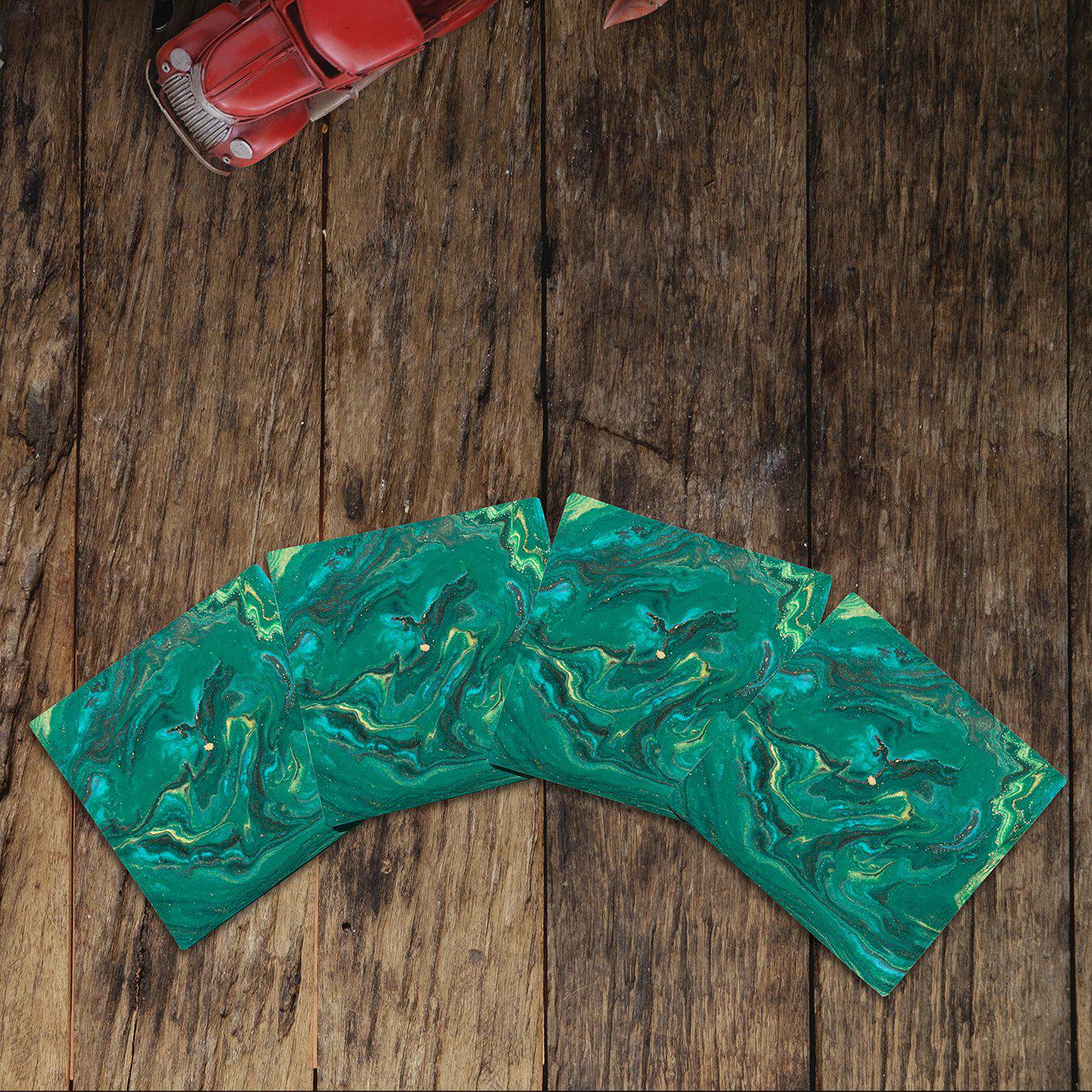 Deep Greens Marbling |Drink Coaster