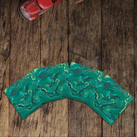 Deep Greens Marbling |Drink Coaster