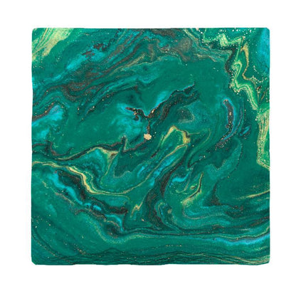 Deep Greens Marbling |Drink Coaster