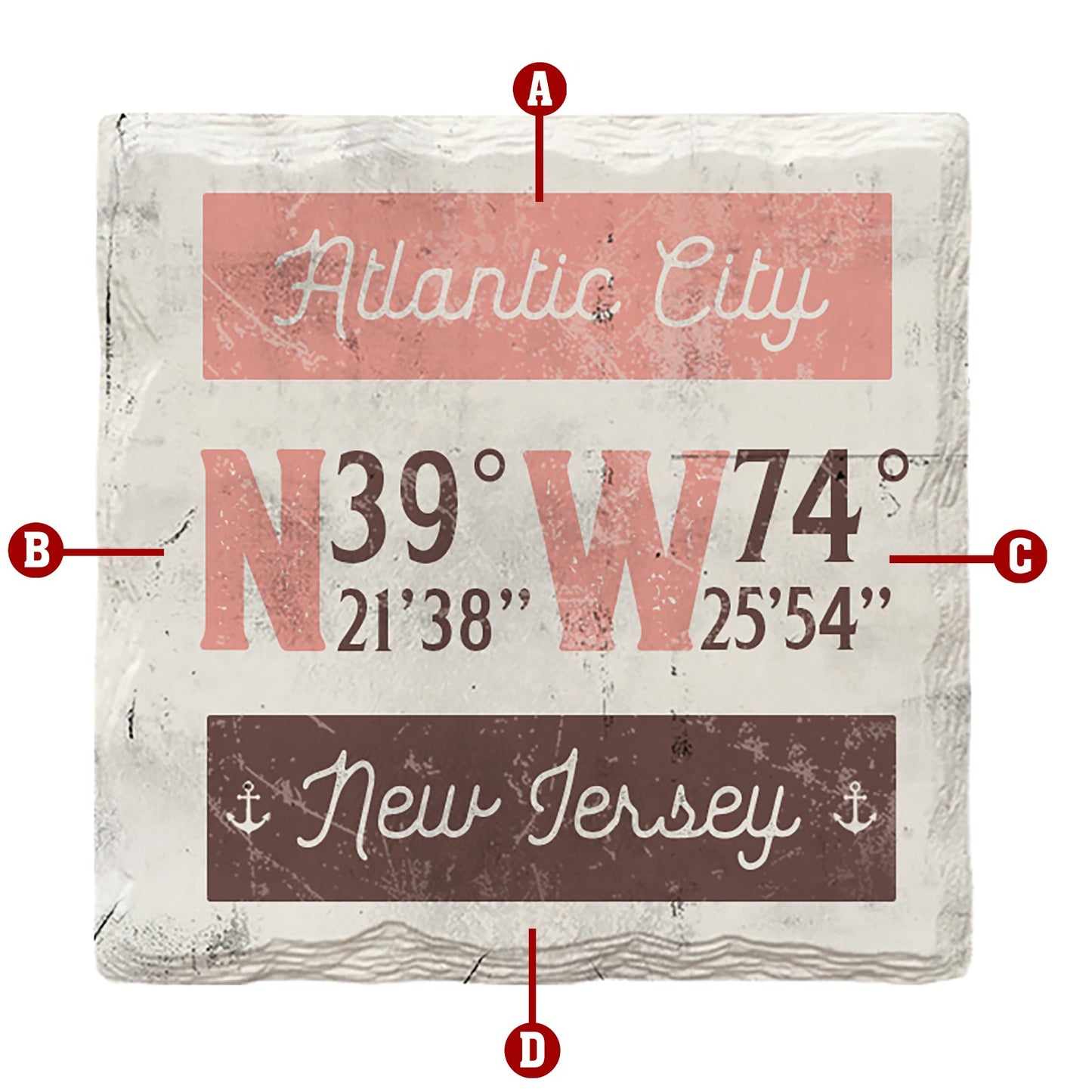 Customizable Latitude Longitude Coastal | Drink Coaster