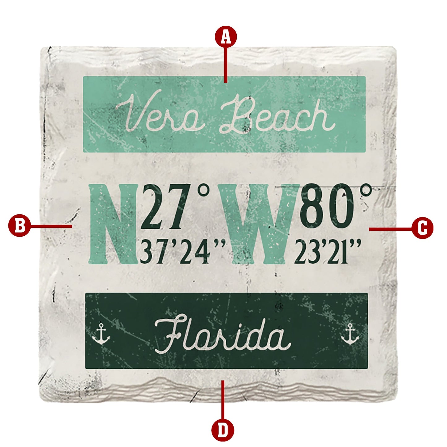 Customizable Latitude Longitude Coastal | Drink Coaster