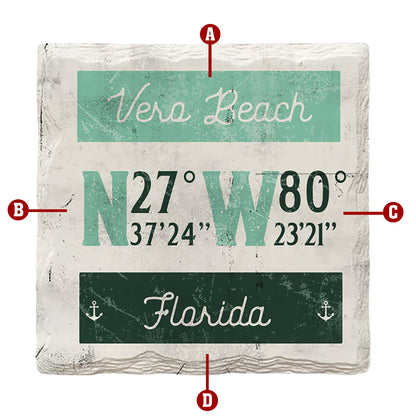 Customizable Latitude Longitude Coastal | Drink Coaster