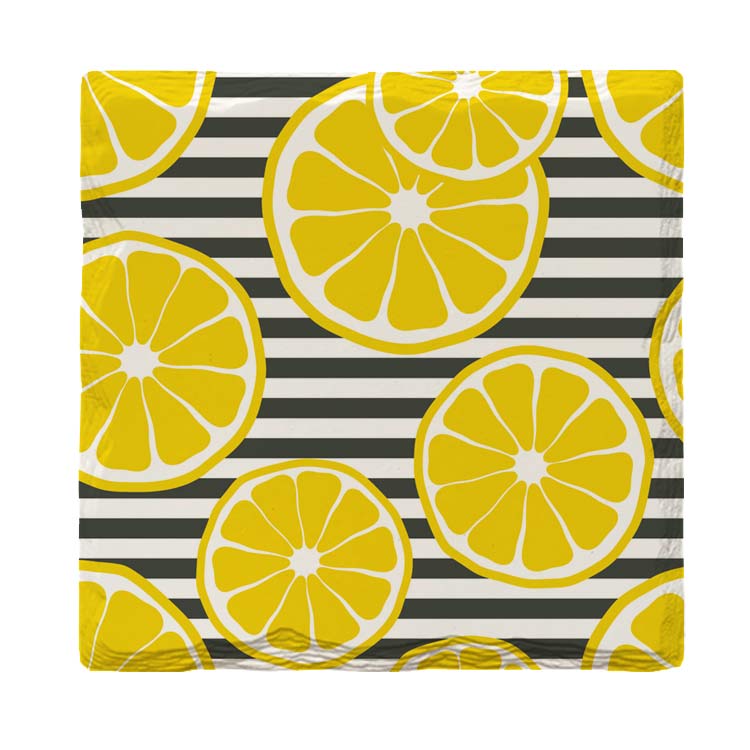 Lemon Slices Pattern Coaster | Drink Coaster with Cork Backing