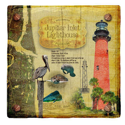 Jupiter Inlet Lighthouse, Florida Coasters | Drink Coaster with Cork Backing