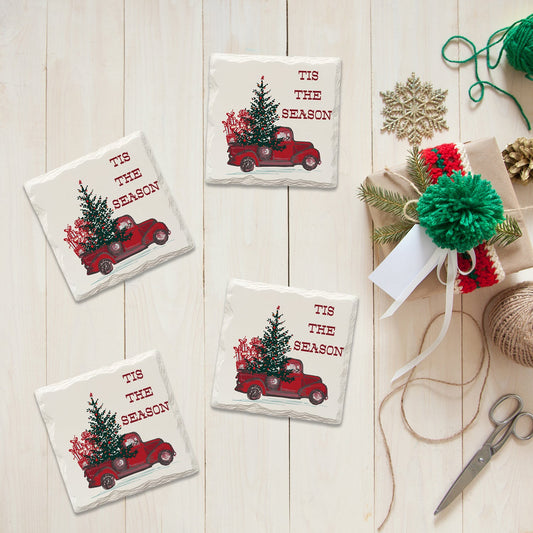 Holiday Christmas Red Truck | Drink Coaster