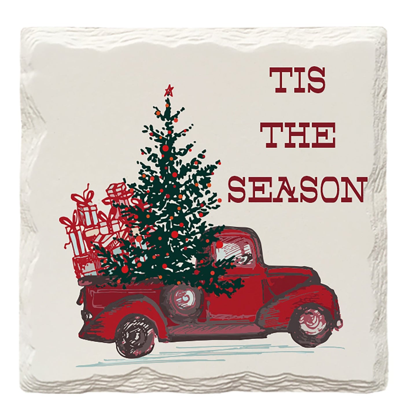 Holiday Christmas Red Truck | Drink Coaster