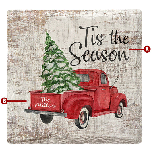 Customizable Holiday Christmas Red Truck | Drink Coaster