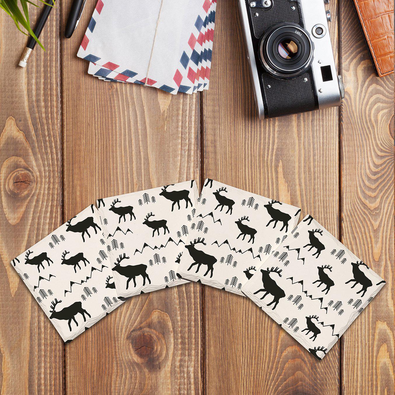 Elk & Mountain Pattern |Drink Coaster