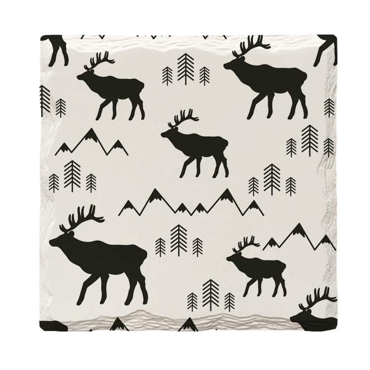 Elk & Mountain Pattern |Drink Coaster