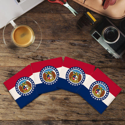 Missouri State Flag | Drink Coaster with Cork Backing