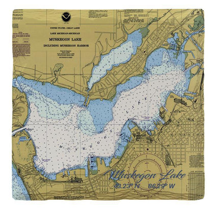 Muskegon Lake, Michigan Map |Drink Coaster