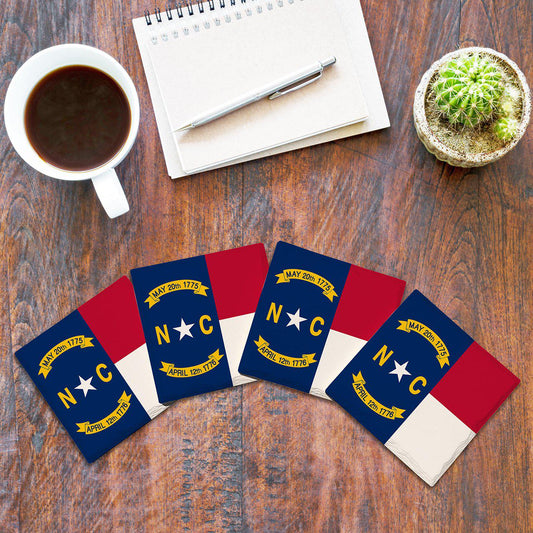 North Carolina State Flag | Drink Coaster with Cork Backing