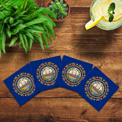 New Hampshire State Flag | Drink Coaster with Cork Backing