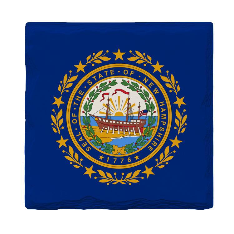 New Hampshire State Flag | Drink Coaster with Cork Backing