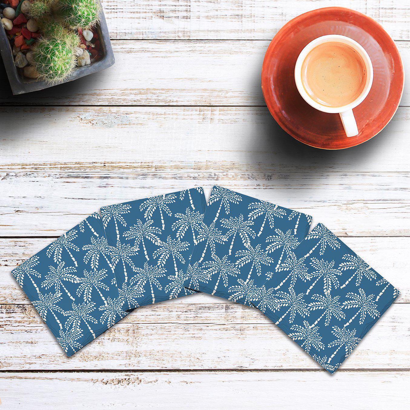 Palm Tree Pattern | Drink Coaster with Cork Backing