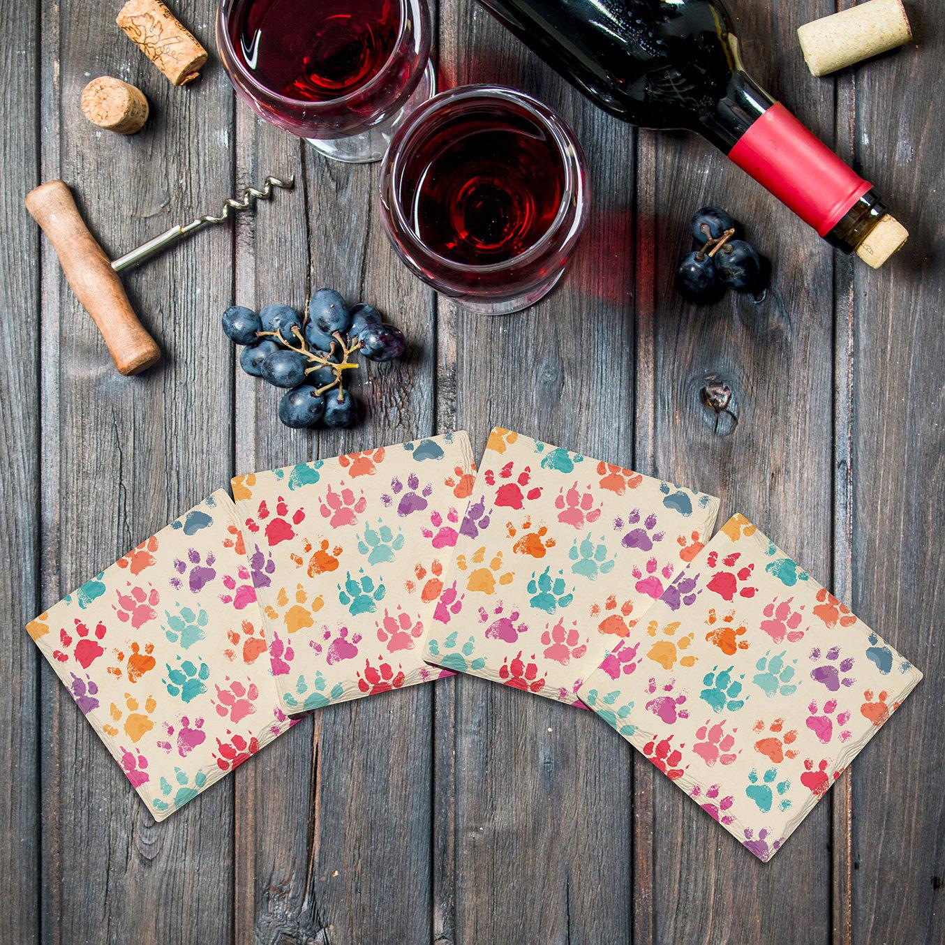 Colorful Dog Paws | Drink Coaster