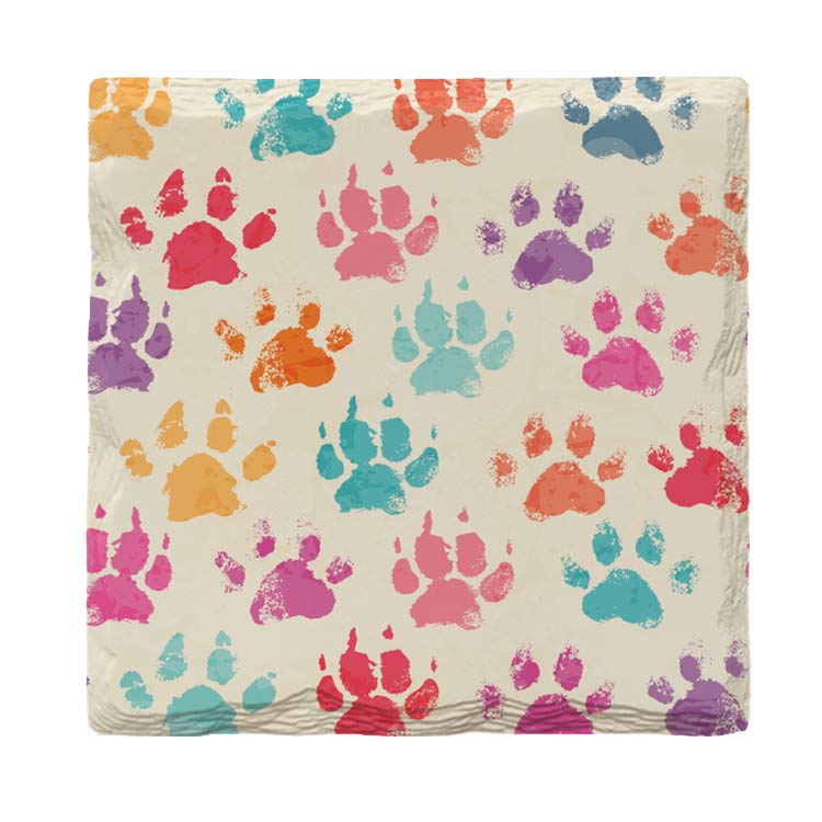 Colorful Dog Paws | Drink Coaster