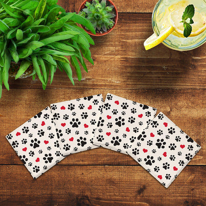 Dog Paws & Hearts | Drink Coaster