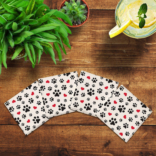 Dog Paws & Hearts | Drink Coaster