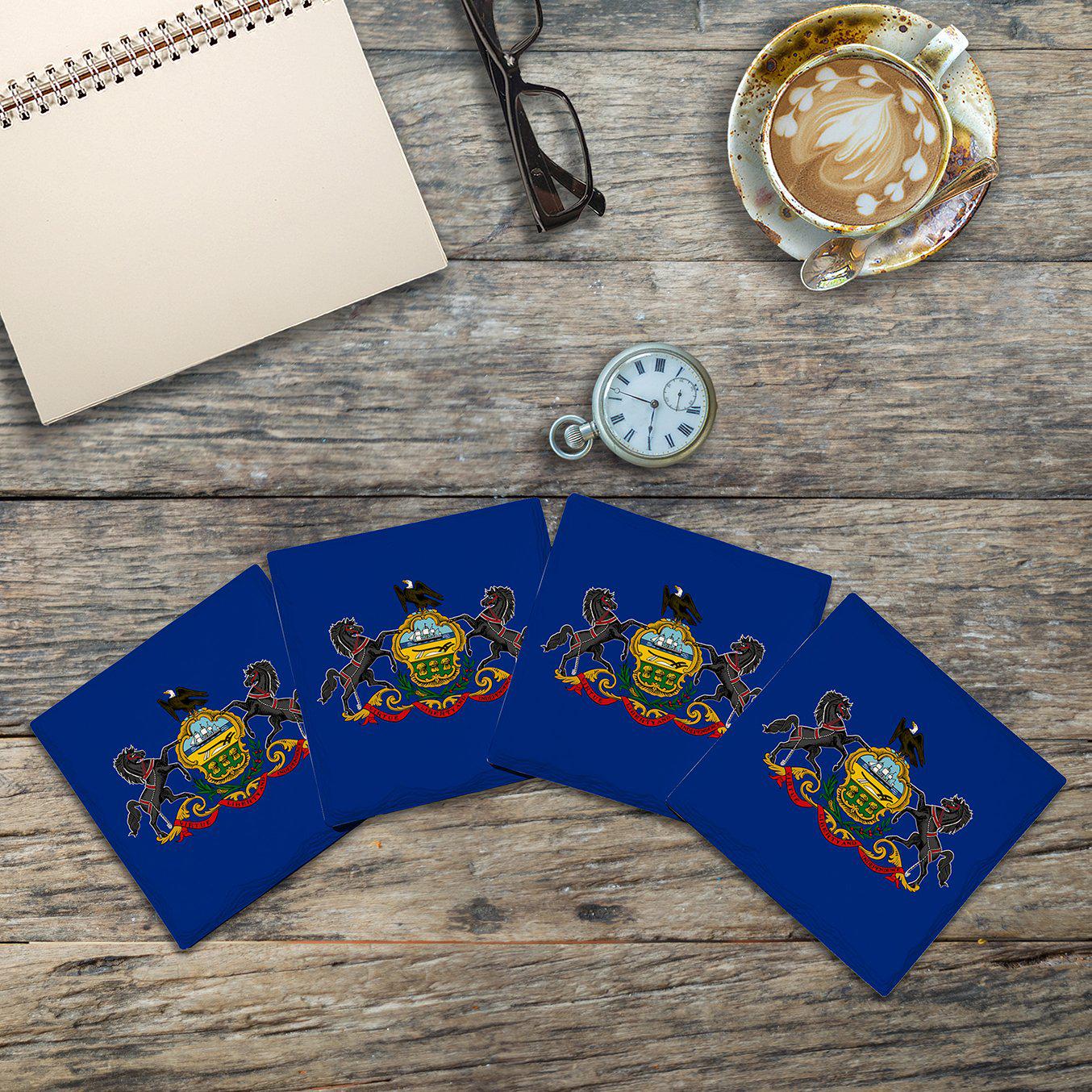 Pennsylvania State Flag | Drink Coaster with Cork Backing