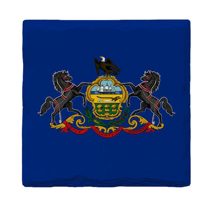 Pennsylvania State Flag | Drink Coaster with Cork Backing