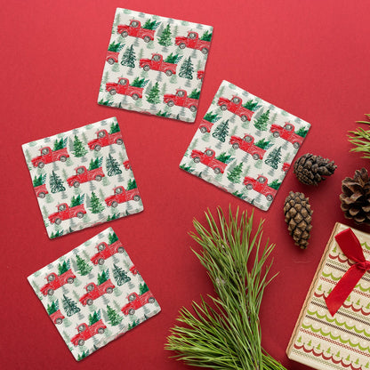 Holiday Christmas Truck Pattern | Drink Coaster