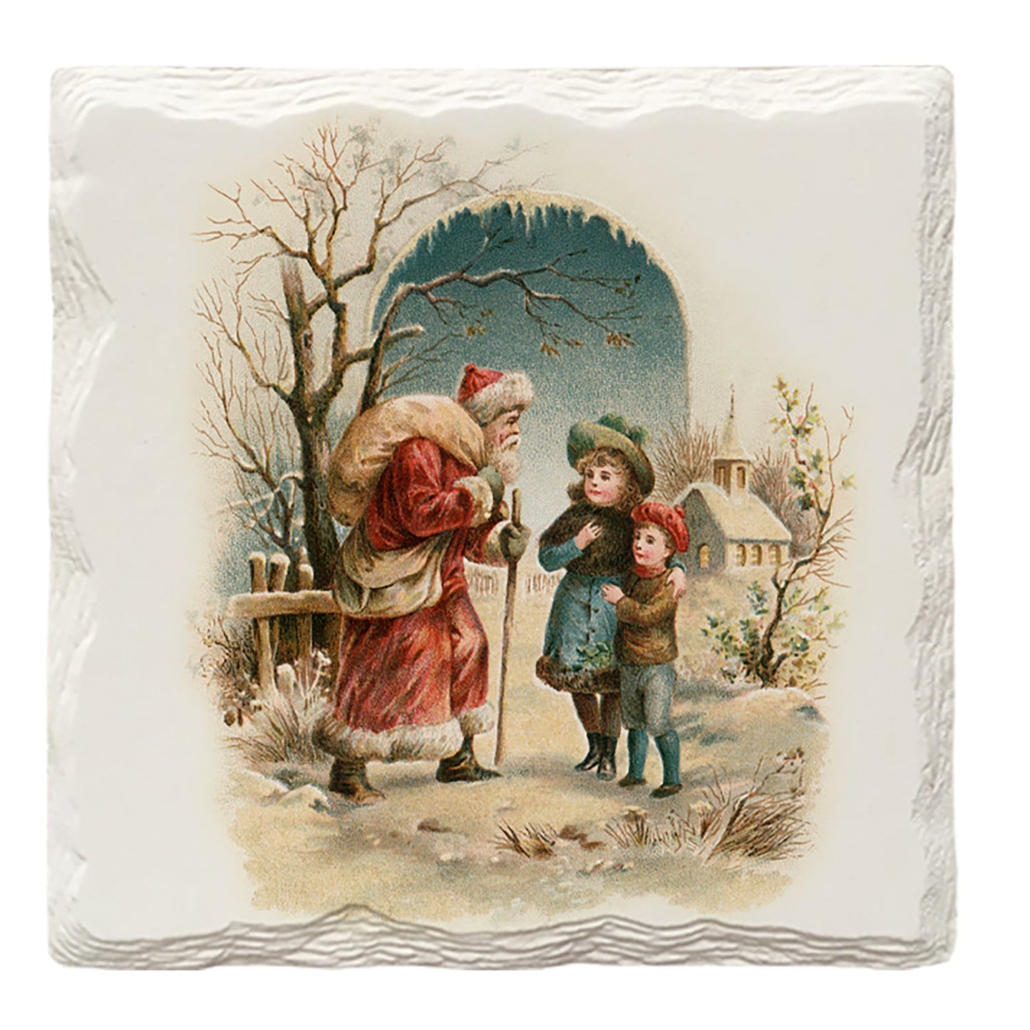 Holiday Christmas Santa & Children | Drink Coaster