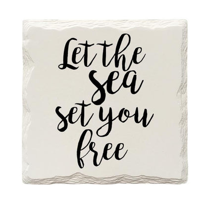 Let the Sea You Free | Drink Coaster with Cork Backing