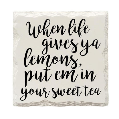 When Life Gives Ya Lemons | Drink Coaster with Cork Backing