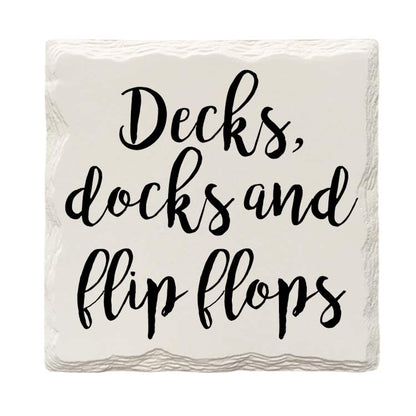 Decks, Docks and Flip Flops Drink Coaster