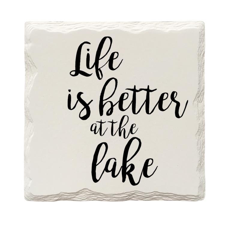 Life Is Better At The Lake Coasters | Drink Coaster with Cork Backing