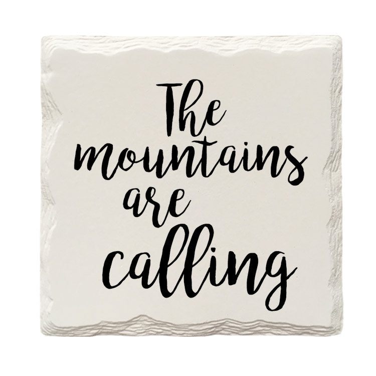 The Mountains Are Calling Coasters | Drink Coaster with Cork Backing