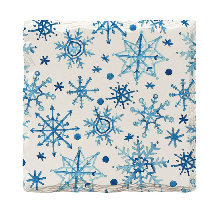 Winter Snowflakes | Drink Coaster with Cork Backing