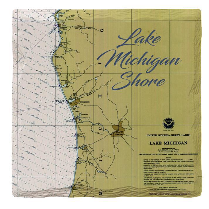 Lake Michigan Shore Map | Drink Coaster