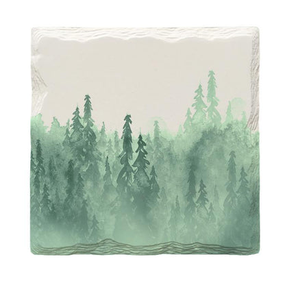 Misty Mountain Pines | Drink Coaster with Cork Backing