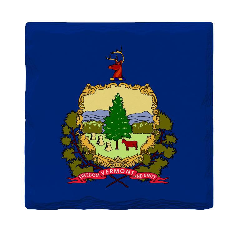 Vermont State Flag | Drink Coaster with Cork Backing